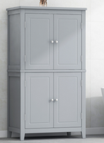 Elegant Bathroom Floor Storage Cabinet, Bathroom Storage Unit, Freestanding Cabinet with 4 Doors, Adjustable Shelves, Adaptable Shelves