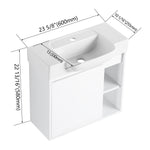 24'' Wall-Mounted Bathroom Vanity with White Ceramic Sink & Soft-Close Door