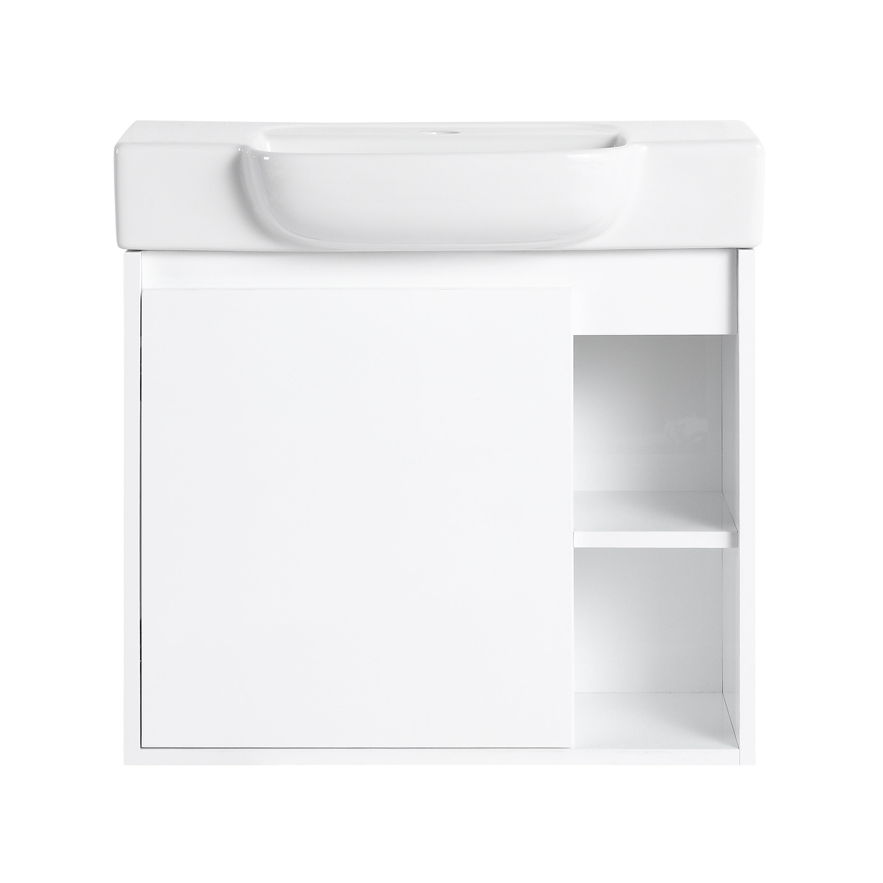 24'' Wall-Mounted Bathroom Vanity with White Ceramic Sink & Soft-Close Door