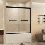 56-60" W × 60" H Tempered Glass with Explosion Proof Film, Aluminum Frame Double Sliding Shower Door, "1/4 (6 mm), Stainless Steel handle