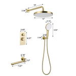 Luxury 3-Function Shower System Set - Solid Brass Control Valve, 10" Overhead Shower, 3-Spray Handheld, with Bathtub Spout