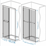 56-60 " x 72" Tempered Glass with Explosion Proof Film, Aluminum Frame Double Sliding Shower Door, "1/4 (6 mm), Stainless Steel handle, Matte Black