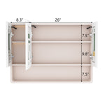 Aluminium Medicine Cabinet Mirror, 35 x 28 Inches Medicine Cabinet with 3 Colors LED Light and Defogging Function, Bathroom Mirror Cabinet with Cosmetic Storage Rack and Hair Dryer Holder