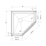 36 in. D x 36 in. W x 3.4 in. H Corner Drain Neo-Angle Shower Base Black, No Drain Kit