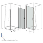 30"x 72" Pivot Shower Door, Matte Black Aluminum Frame, Half Frame ,1/4"(6mm) Tempered Glass Explosion Proof Film,Stainless Steel Handle