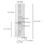 66.92" Tall Bathroom Storage Cabinet with Adjustable Shelves,Slim 1 Doors Freestanding Cabinet with Anti-Tip, Open compartments, for Home, Small Spaces, Bathroom,Kitchen, Living Room