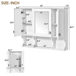 35'' x 28'' Wall Mounted Bathroom Medicine Cabinet, Modern Bathroom Wall Cabinet with Mirror, Mirror Cabinet with Open Shelves