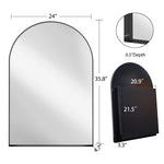 24x36 Inch Arched Recessed Medicine Cabinet, Metal Framed Bathroom Wall Cabinet with Mirror and Adjustable Shelves, Wall Mirror with Storage for Bathroom