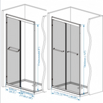44-48" x 72" Tempered Glass with Explosion Proof Film, Aluminum Frame Double Sliding Shower Door, "1/4 (6 mm), Stainless Steel handle,Brushed Nickel