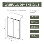 60.in W x 72.in H Single Sliding Shower Door, 1/5 inch Thick Clear Tempered Glass Shower Door with Stainless Steel Handle