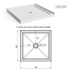 36x36 in Shower Base, Centered Drain Single-Threshold Shower Pan