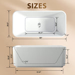 59"Rectangle Linear Acrylic Freestanding Bathtub Stand Alone Soaker Tub, Glossy White Acrylic, POP-UP Chrome Drain, cUPC Certified