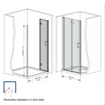 31-30"x 72" Bifold Shower Door, 1/4"(6mm) Tempered Glass, Matte Black Aluminum Frame, Explosion Proof Film