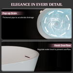 60" Acrylic Freestanding Bathtub, Stylish Deep Soaking Bathtub with Pop-up Drain &amp; Integrated Overflow, Contemporary Stand Alone Bath Tub for Bathroom Spa or Home Upgrade, Glossy White