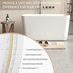 49'' Acrylic Freestanding Soaking Bathtub, Square-shape Japanese Soaking Hot Tub, Chrome Overflow and Quick Drain, Glossy White