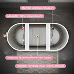 60" Acrylic Freestanding Bathtub, Stylish Deep Soaking Bathtub with Pop-up Drain &amp; Integrated Overflow, Contemporary Stand Alone Bath Tub for Bathroom Spa or Home Upgrade, Glossy White