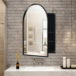 24x36 Inch Arched Recessed Medicine Cabinet, Metal Framed Bathroom Wall Cabinet with Mirror and Adjustable Shelves, Wall Mirror with Storage for Bathroom