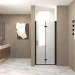 31-30"x 72" Bifold Shower Door, 1/4"(6mm) Tempered Glass, Matte Black Aluminum Frame, Explosion Proof Film