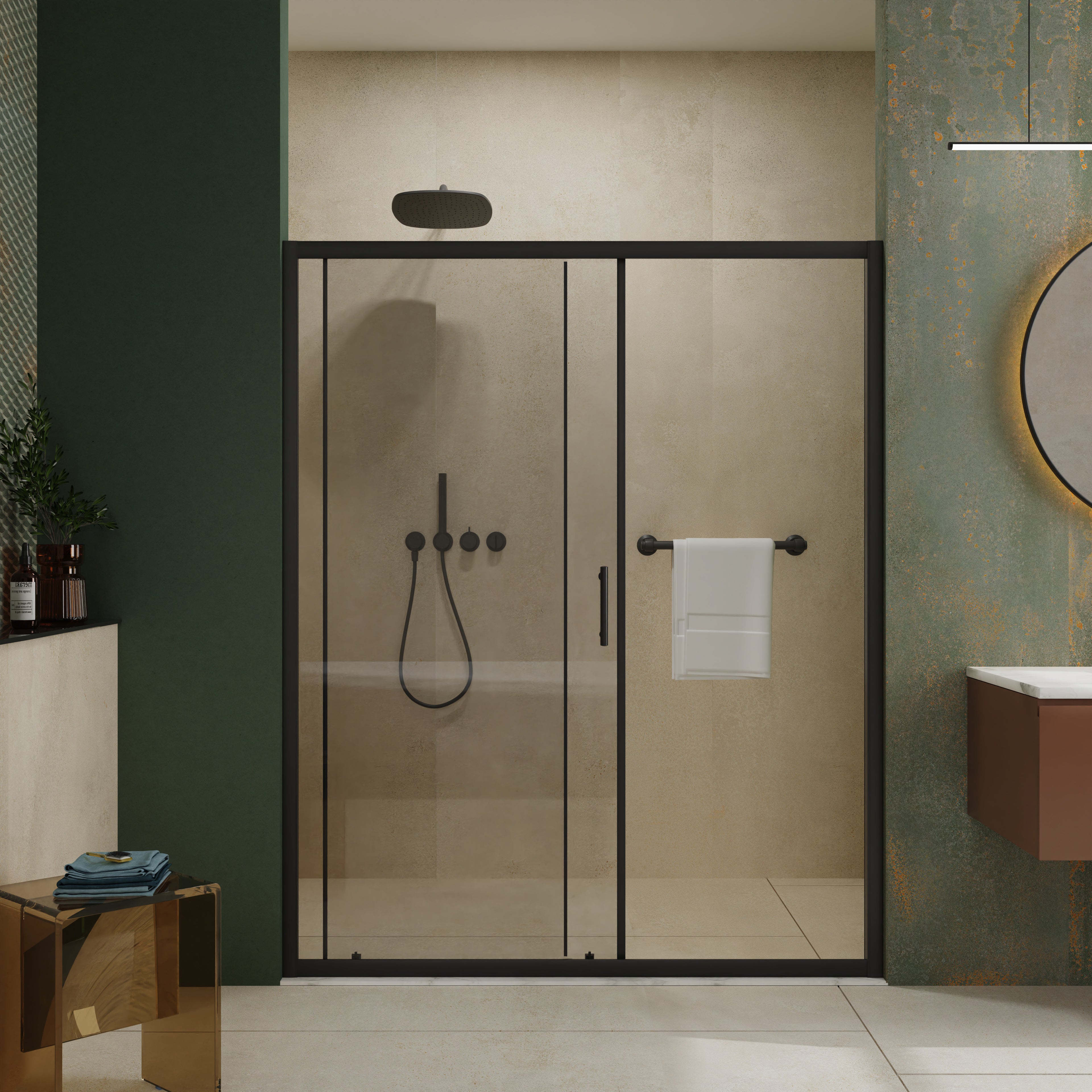 60.in W x 72.in H Single Sliding Shower Door, 1/5 inch Thick Clear Tempered Glass Shower Door with Stainless Steel Handle