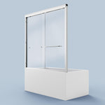 56"-60"W*58" H Semi-Frameless Double Sliding Tub Door, Bypass Bathtub Shower, 1/4" (6mm) Thick SGCC Tempered Glass Door