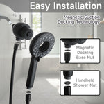 High Pressure Shower Heads 6 Spray Mode, Magnetic Shower Head for Bathroom, Matte Black Handheld Shower with 60 inch Stainless Steel Hose