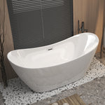 59 "Acrylic freestanding tub, Gloss white, with chrome overflow and pop-up Drain, CUPC Certified