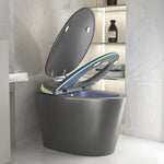 Unique Smart Toile, One Piece Toilet with Bidet Built In,Auto Open/Close Seat, Foot Sensor, LED Display,Night Light, Warm Water & Dryer,Grey