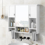 35'' x 28'' Modern Wall Mounted Bathroom Storage Cabinet, Bathroom Wall Cabinet with Mirror, Medicine Cabinet with Towels Bar