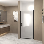 30"x 72" Pivot Shower Door, Matte Black Aluminum Frame, Half Frame ,1/4"(6mm) Tempered Glass Explosion Proof Film,Stainless Steel Handle