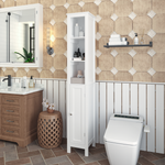 66.92" Tall Bathroom Storage Cabinet with Adjustable Shelves,Slim 1 Doors Freestanding Cabinet with Anti-Tip, Open compartments, for Home, Small Spaces, Bathroom,Kitchen, Living Room