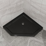36 in. D x 36 in. W x 3.4 in. H Corner Drain Neo-Angle Shower Base Black, No Drain Kit