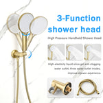 Luxury 3-Function Shower System Set - Solid Brass Control Valve, 10" Overhead Shower, 3-Spray Handheld, with Bathtub Spout