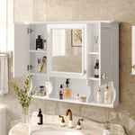 35'' x 28'' Wall Mounted Bathroom Medicine Cabinet, Modern Bathroom Wall Cabinet with Mirror, Mirror Cabinet with Open Shelves