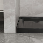 36 in. D x 36 in. W x 3.4 in. H Corner Drain Neo-Angle Shower Base Black, No Drain Kit