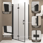 31-30"x 72" Bifold Shower Door, 1/4"(6mm) Tempered Glass, Matte Black Aluminum Frame, Explosion Proof Film