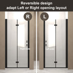 31-30"x 72" Bifold Shower Door, 1/4"(6mm) Tempered Glass, Matte Black Aluminum Frame, Explosion Proof Film