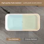 59"Rectangle Linear Acrylic Freestanding Bathtub Stand Alone Soaker Tub, Glossy White Acrylic, POP-UP Chrome Drain, cUPC Certified
