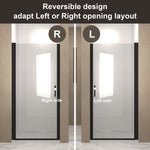 30"x 72" Pivot Shower Door, Matte Black Aluminum Frame, Half Frame ,1/4"(6mm) Tempered Glass Explosion Proof Film,Stainless Steel Handle