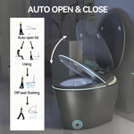 Unique Smart Toile, One Piece Toilet with Bidet Built In,Auto Open/Close Seat, Foot Sensor, LED Display,Night Light, Warm Water & Dryer,Grey