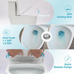 Ceramic One Piece Toilet for Bathroom, 12-inch Rough-In, 1.1/1.6 GPF, Dual Flush with Soft Clsoing Seat, Powerful Dual Flush
