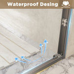 44-48" x 72" Tempered Glass with Explosion Proof Film, Aluminum Frame Double Sliding Shower Door, "1/4 (6 mm), Stainless Steel handle,Brushed Nickel