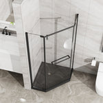 36 in. D x 36 in. W x 3.4 in. H Corner Drain Neo-Angle Shower Base Black, No Drain Kit