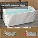 59"Rectangle Linear Acrylic Freestanding Bathtub Stand Alone Soaker Tub, Glossy White Acrylic, POP-UP Chrome Drain, cUPC Certified