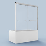 56"-60"W*58" H Semi-Frameless Double Sliding Tub Door, Bypass Bathtub Shower, 1/4" (6mm) Thick SGCC Tempered Glass Door