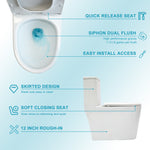 Ceramic One Piece Toilet for Bathroom, 12-inch Rough-In, 1.1/1.6 GPF, Dual Flush with Soft Clsoing Seat, Powerful Dual Flush