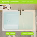 43" Acrylic Freestanding Bathtub with seat: Spacious rectangle Shape, Gloss White Finish, Chrome Overflow & Pop-Up Drain