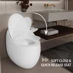 One-piece Bathroom Comfort Height Compact Toilet,1.28 GPF Single Flush Tankless Egg-shaped Built-in Purifying Basin Toilet,Simple Toilets for Bathrooms