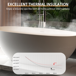 65" Freestanding Solid Surface Bathtub, Luxury Handcrafted Stone Resin Freestanding Soaking Bathtub with Overflow and Pop-up Drain, Matte White