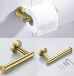 3-Pieces Bathroom Hardware Accessories Set - Towel Bar, Toilet Paper Holder, Robe Towel Hooks