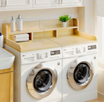 Washer Dryer Countertop with Non-slip Pads, Laundry Wood Shelf Topper with Edge, 54" Width x 27.5" Depth Double Layer Organizer for Washer and Dryer Laundry Hamper Counter Storage Organization